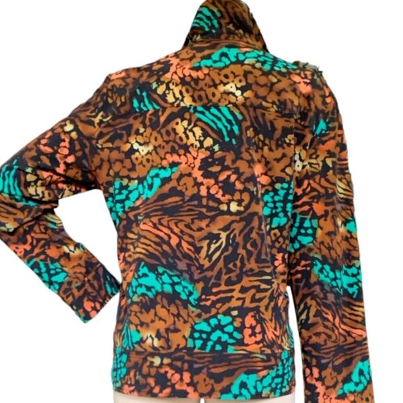 Chico's Zenergy Full Zip Jacket Colorful Tiger Animal Print Sz 2 (L/12) #87A - Picture 5 of 8